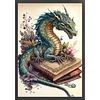 (Big Size)Dragon Read Book - 11CT Stamped Cross Stitch - 40*60cm