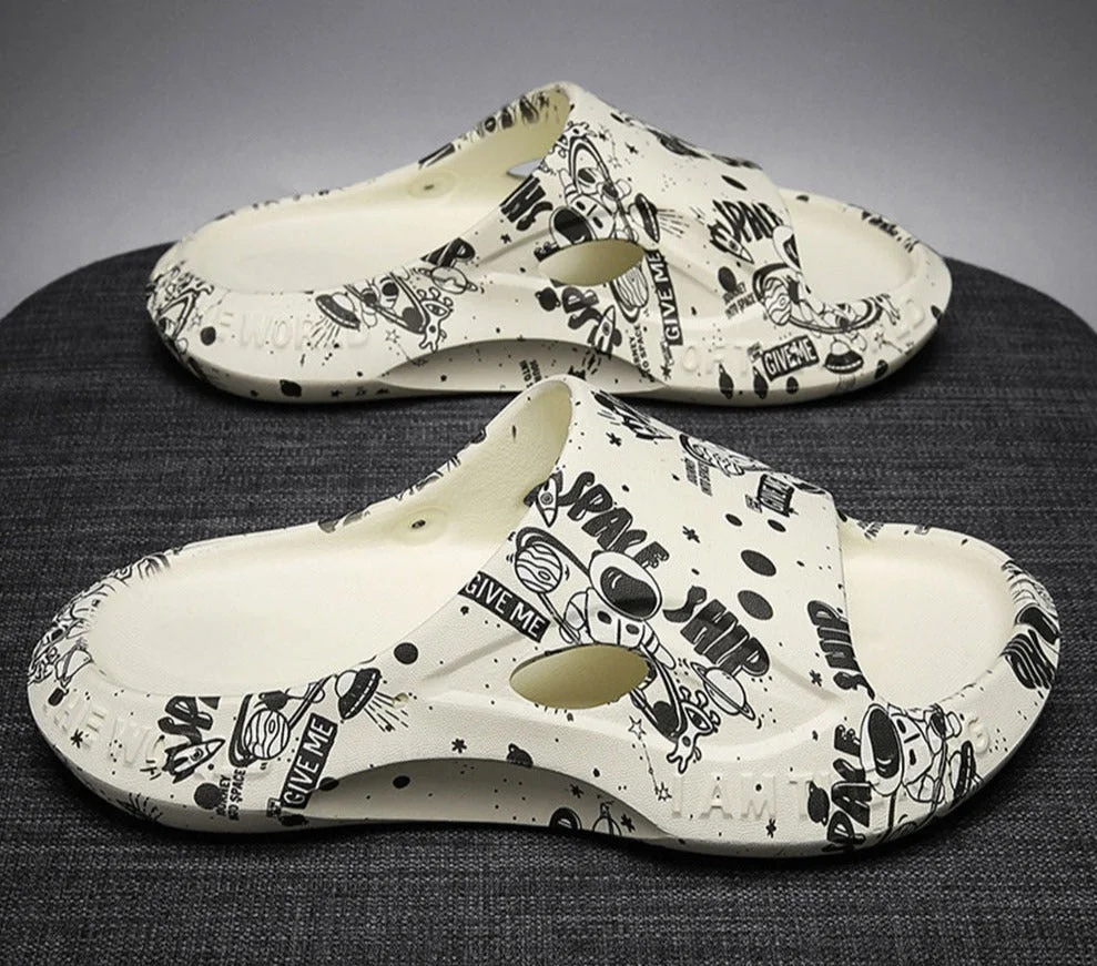 Vstacam New Unisex Summer Sneaker Slippers Thick Bottom Platform Cloud Slides Soft EVA  Print Sports Sandal Women Men Casual Beach Shoes