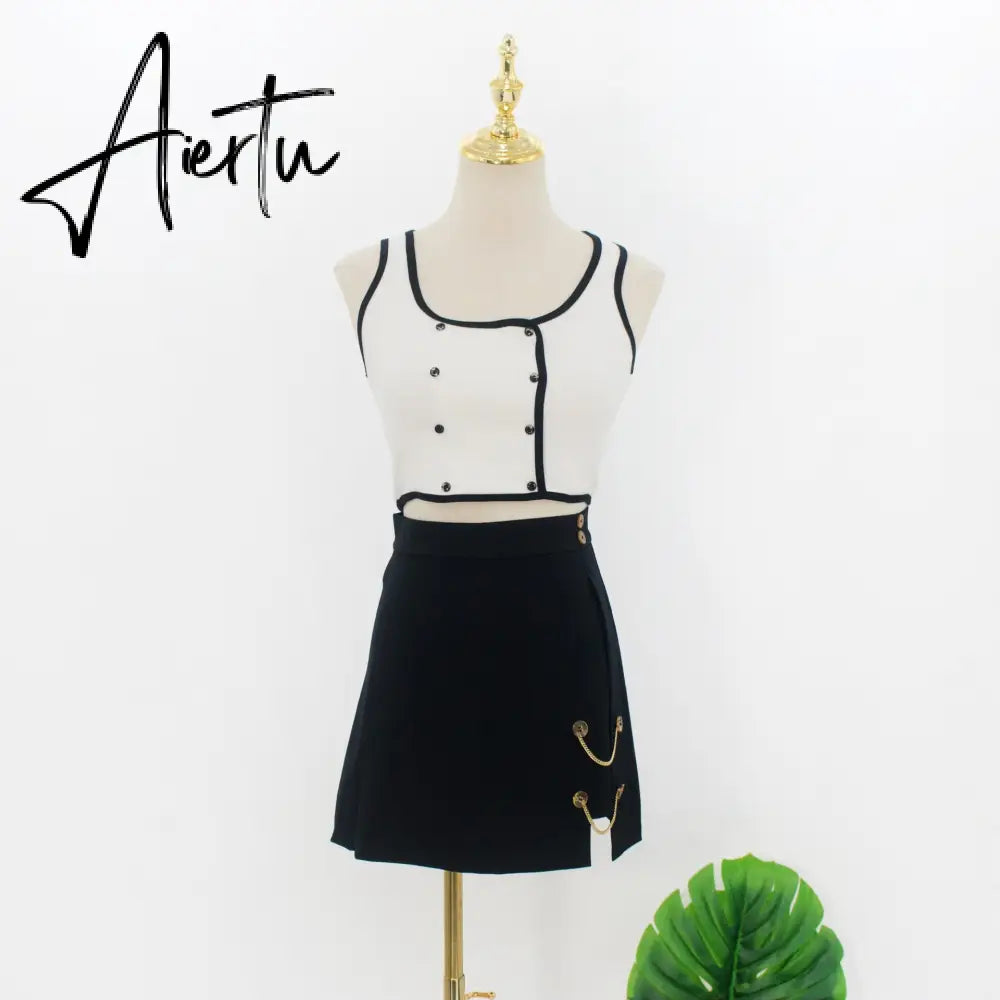 Aiertu new summer loose sexy two piece skirt and top set women fashion crop top and skirt set female clothes Aiertu