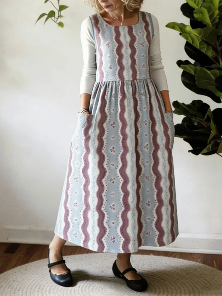 Blue Garden Striped Apron