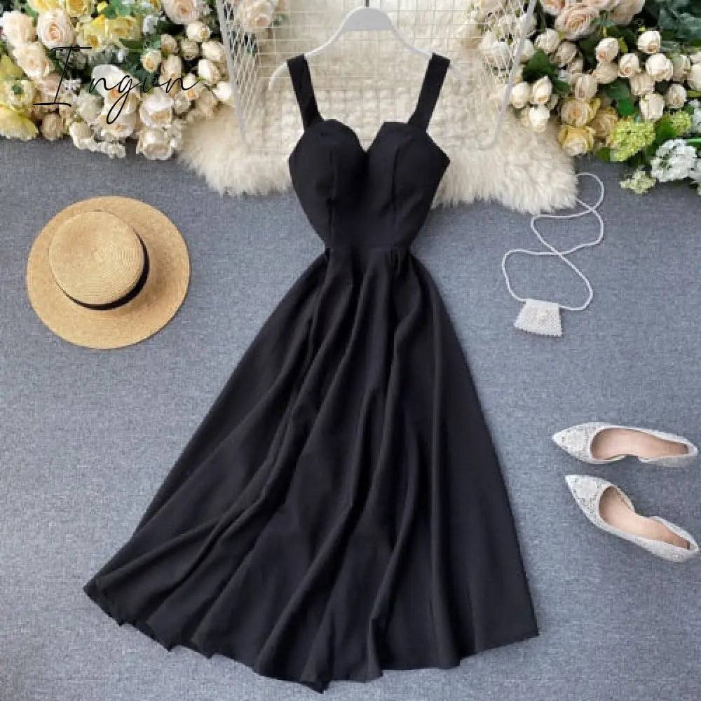 Ingvn - Summer Robe Dress Women V Neck Long Party Dresses Sexy Tank Backless Spaghetti Strap Maxi