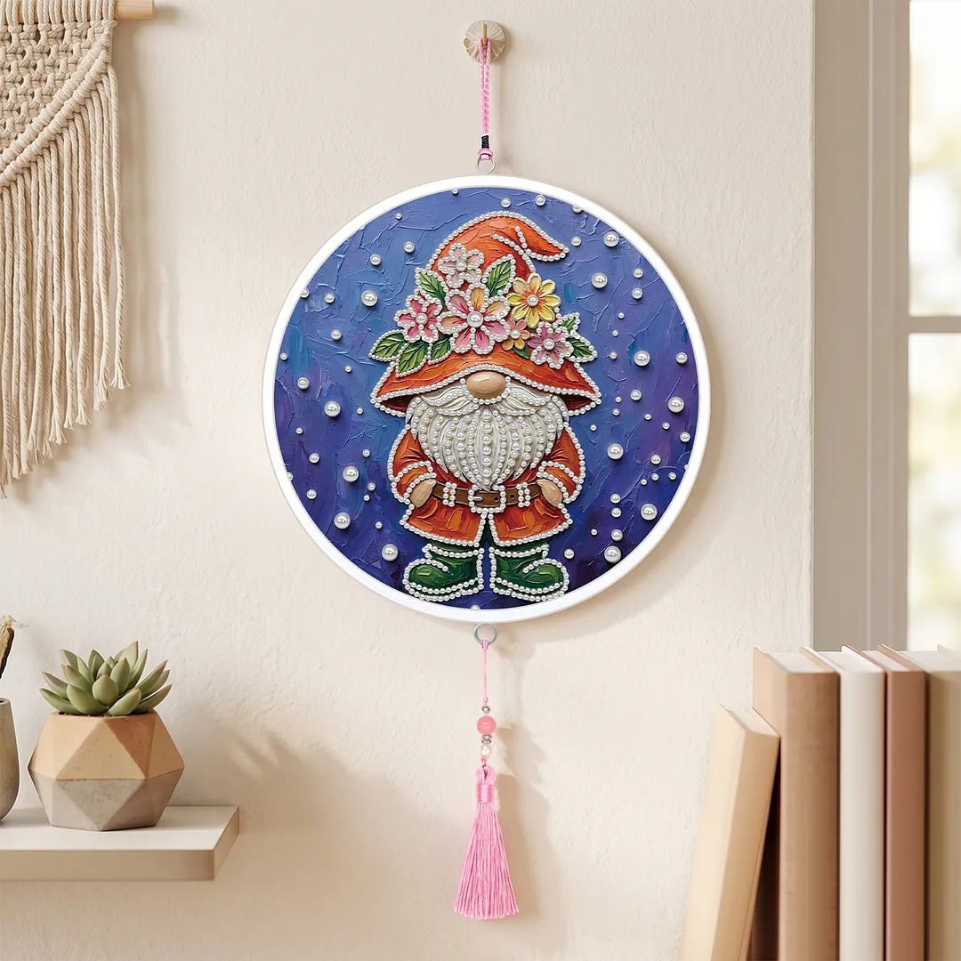 Goblin DIY Pearl Painting Kit With Round Frame & Tassel 9.25x9.25inch Pearl Painting Art Kits Pearl Dot Painting for Adults Beginners Home Wall Decor