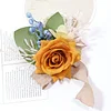 10PCS Retro Khaki Orange Caramel Wedding Catering Bridal Groom Guests Corsage Boutonniere Wrist Artificial Flower Bouquets