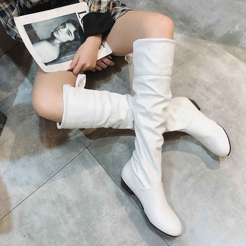 Yyvonne Size 43 Women After Tied High Boots Women Wish Autumn And Winter Folds Low And Long Boots