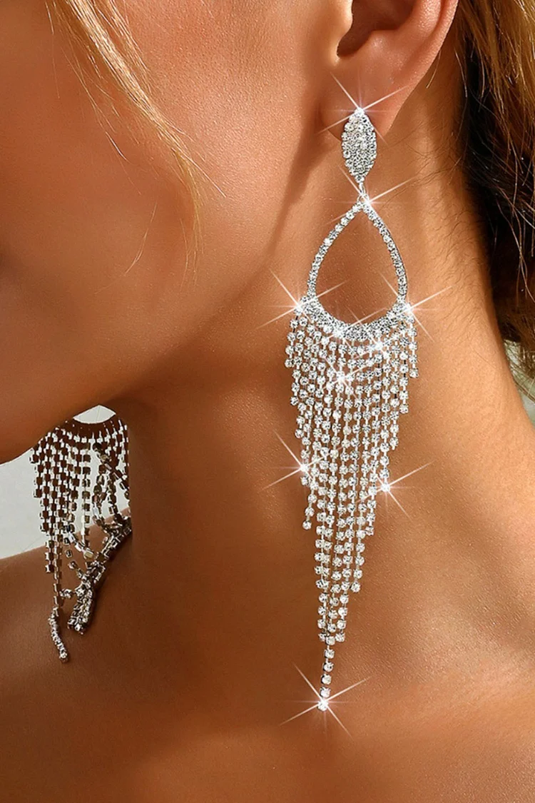 Party Rhinestone Beads Tassels Water Drop Dangle Earrings 2024 - Xpluswear