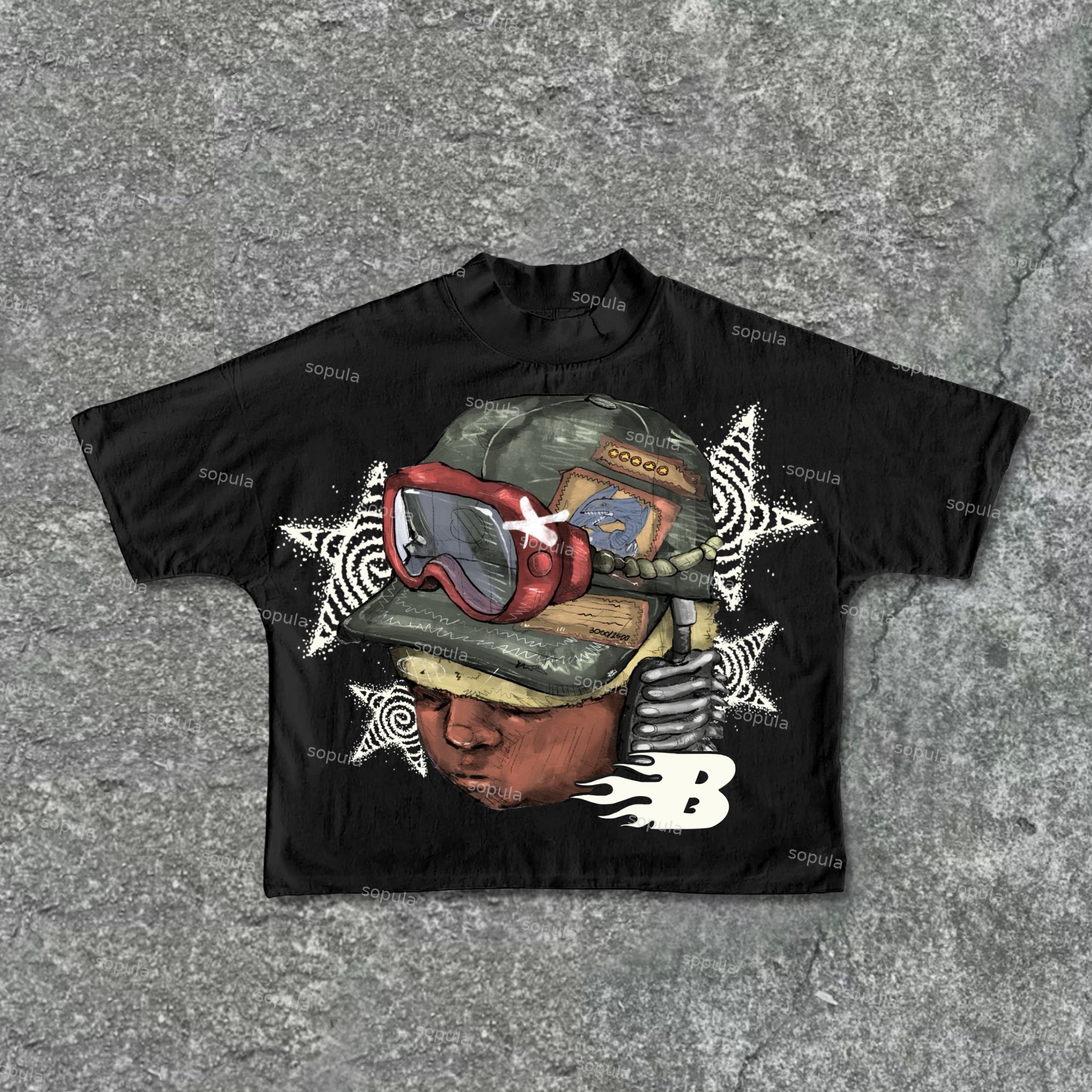 Sopula Street Boy Vintage Print Cotton Cropped T-Shirts