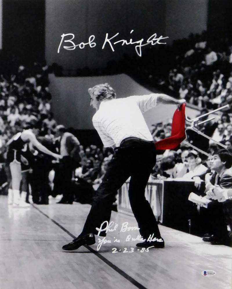 Bob Knight & Phil Bova Signed 16x20 Red Chair Photo Poster painting w/Insc- Beckett Auth *White