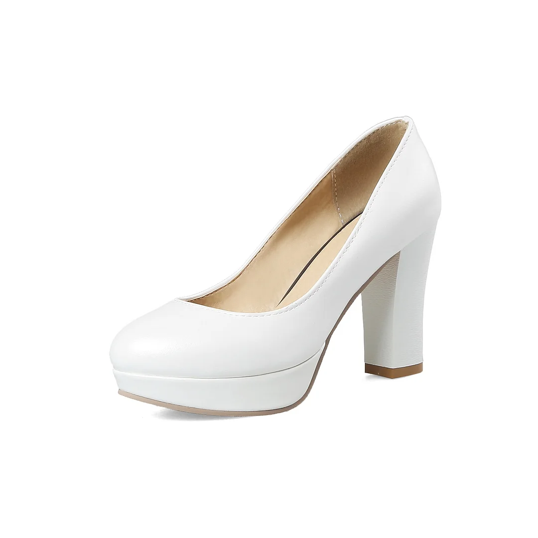 Tanguoant Tanguoant Single Shoes Female Thick Heel Solid Color Working High-Heeled Shoes Large Size 40-46 Long Supply T18