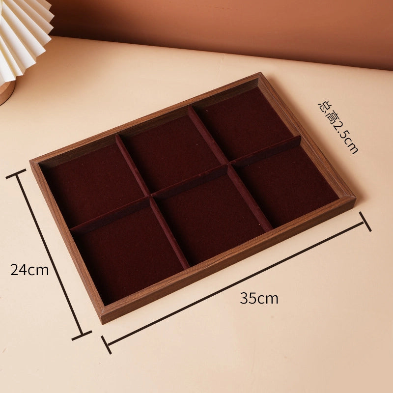 1 Piece Walnut Retro Solid Color Jewelry Display