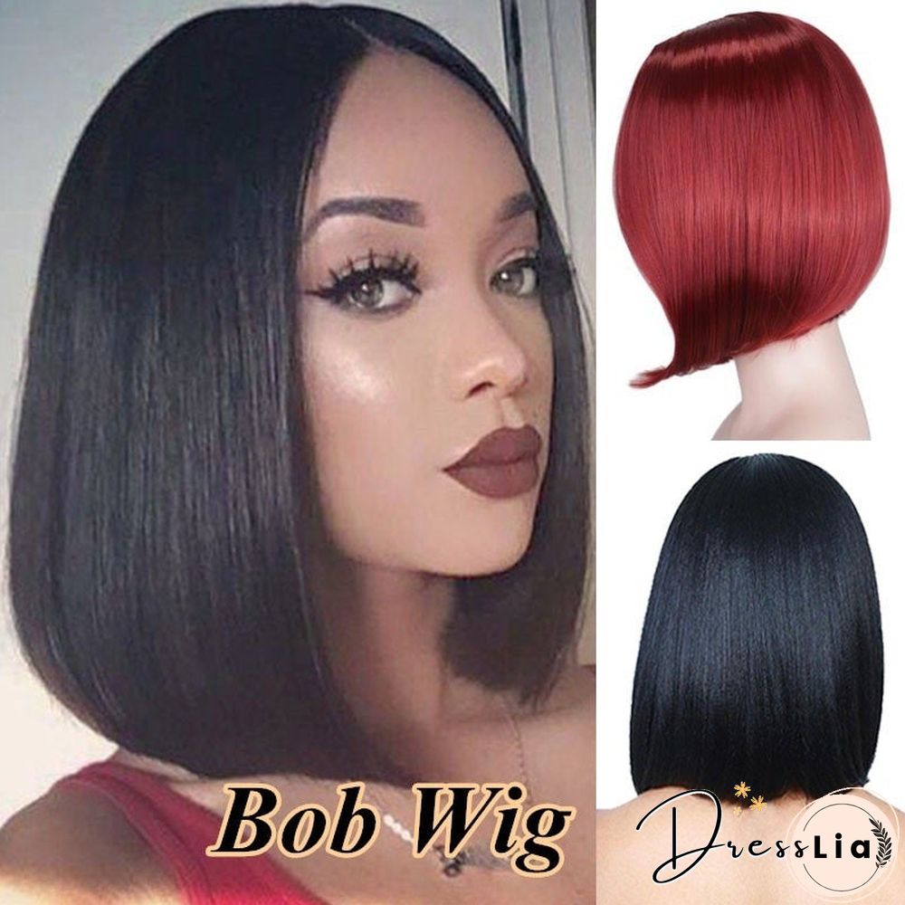 Chemical Fiber High Temperature Silk Women's Medium Split Short Straight Hair