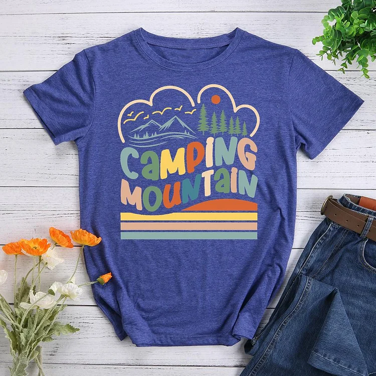 Camping mountain Round Neck T-shirt-018440