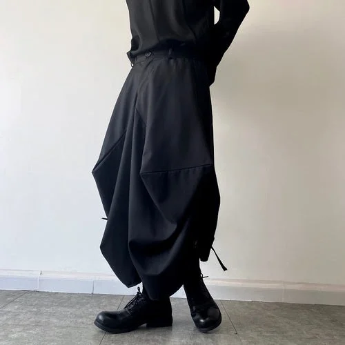 Dawfashion Techwear Streetwear-Dark Personality Irregular Three-Dimensional Wide Leg Pants-Streetfashion-Darkwear-Techwear