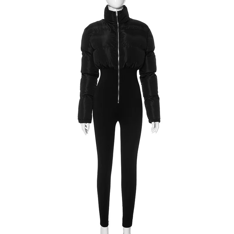 Brownm Brownm Women's Winter New Street Fashion Elastic Tight Zipper Warm Cotton Trousers