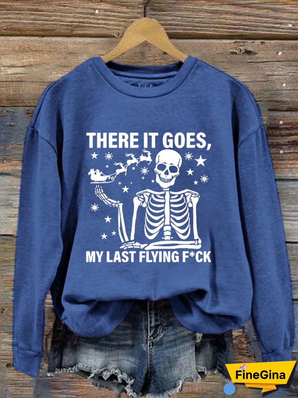 Women's Christmas There It Goes My Last Flying F*ck Print Crew Neck Sweatshirt