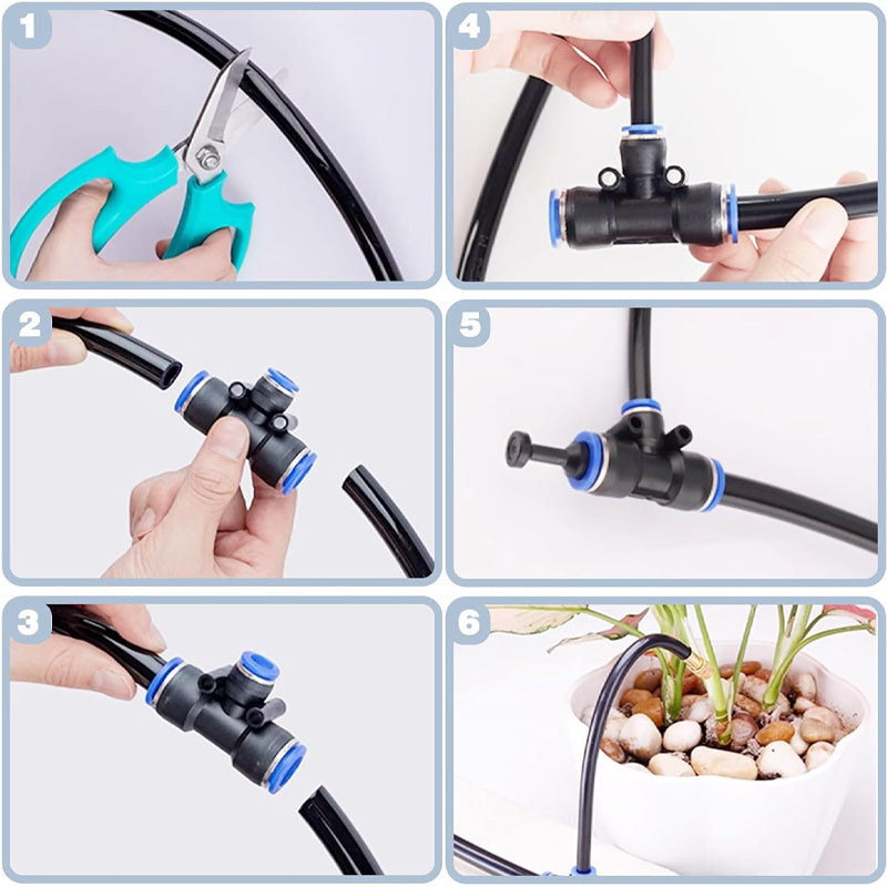 Cut the hose to your desired length, easily insert, remove, or reconnect pipes for a more convenient setup than traditional systems. With pneumatic tee makes installation fast and hassle-free—no heating needed. Even if the connection is wrong, it can be easily disassembled and reconnected, completely effortless.