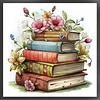 Flower Book Stack - 11CT Stamped Cross Stitch - 40*40cm