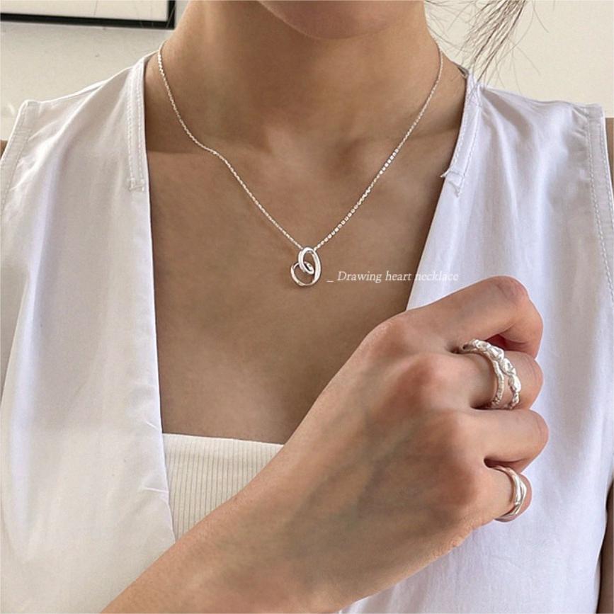 925 Sterling Silver Korean Tulip Geometric Silver Electroplating Necklaces