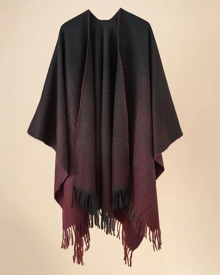 Women's Gradient Casual Cape Shawl 005