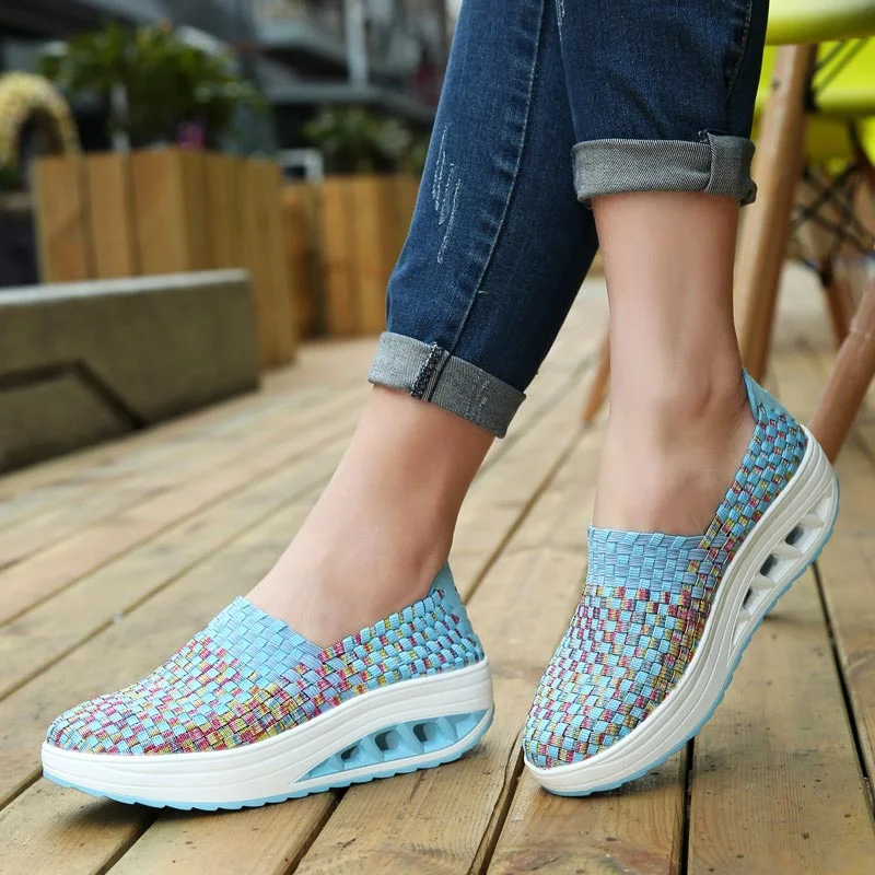 Platform Slip on Sports Female Sport Shoes Women Sneakers for Women Running Shoe Gray Wedges Slimming Swing Toning Fitness B-251