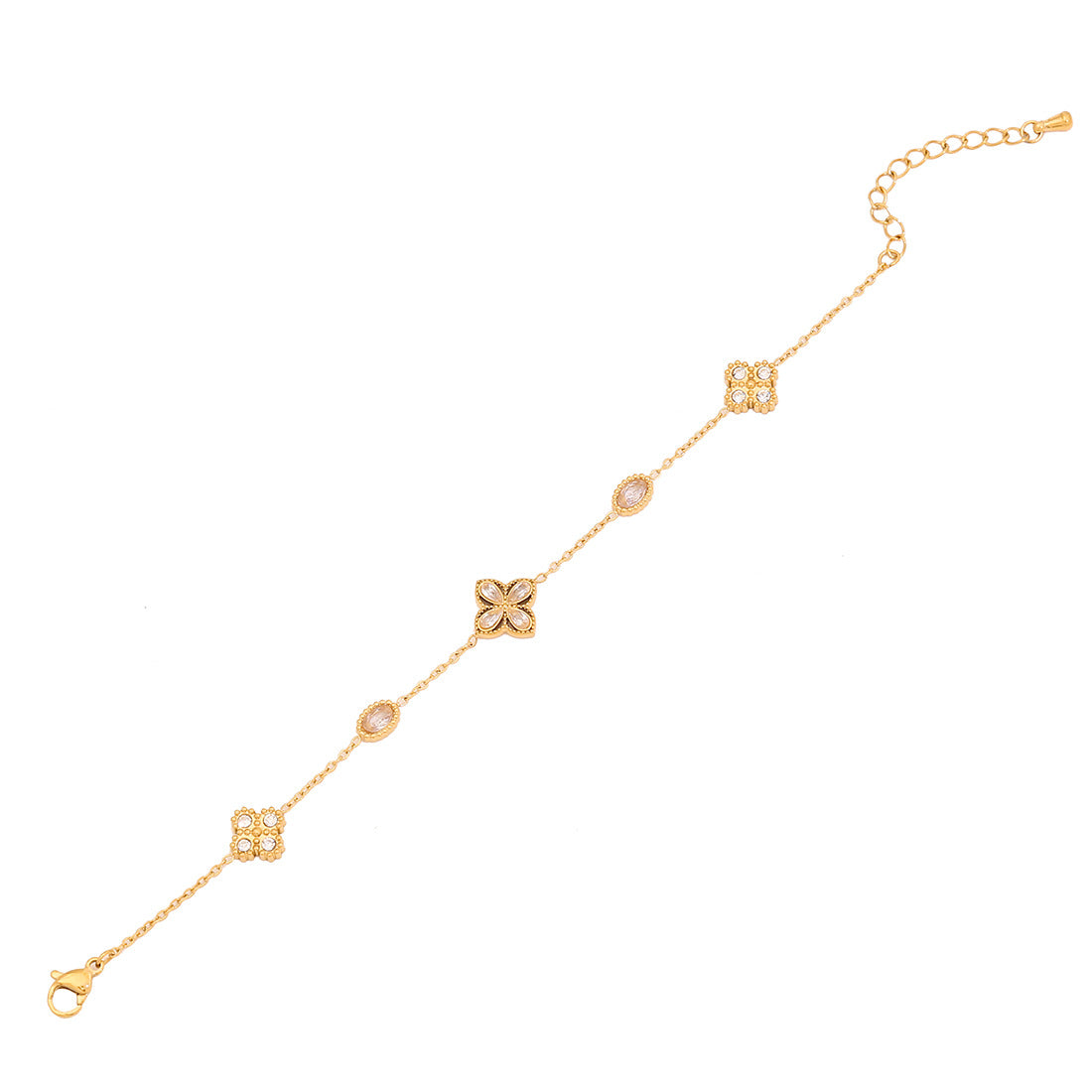 Diamond Flower Double Bracelet Pearl Bracelet Titanium Steel Female B620