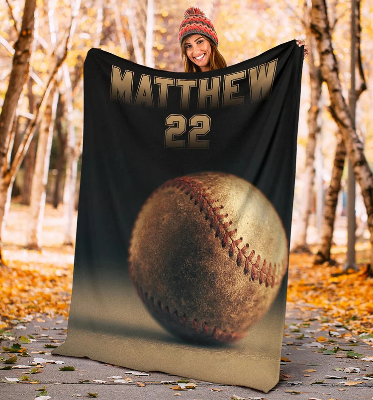 Personalized Baseball Blanket, Baseball Boy Sherpa Fleece Blanket | BKKid707
