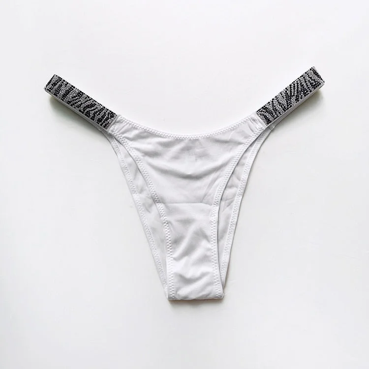 European Style Sexy Thong New Fashion Diamond T-Pants Low Waist Seamless Comfortable Briefs Sexy Zebra G-String Female Lingerie
