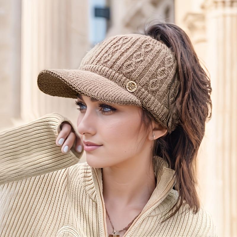 Women's Warm Knitted Baseball Cap - Thick, Warm, and Elastic, Adjustable Size, Suitable for New Year Celebrations