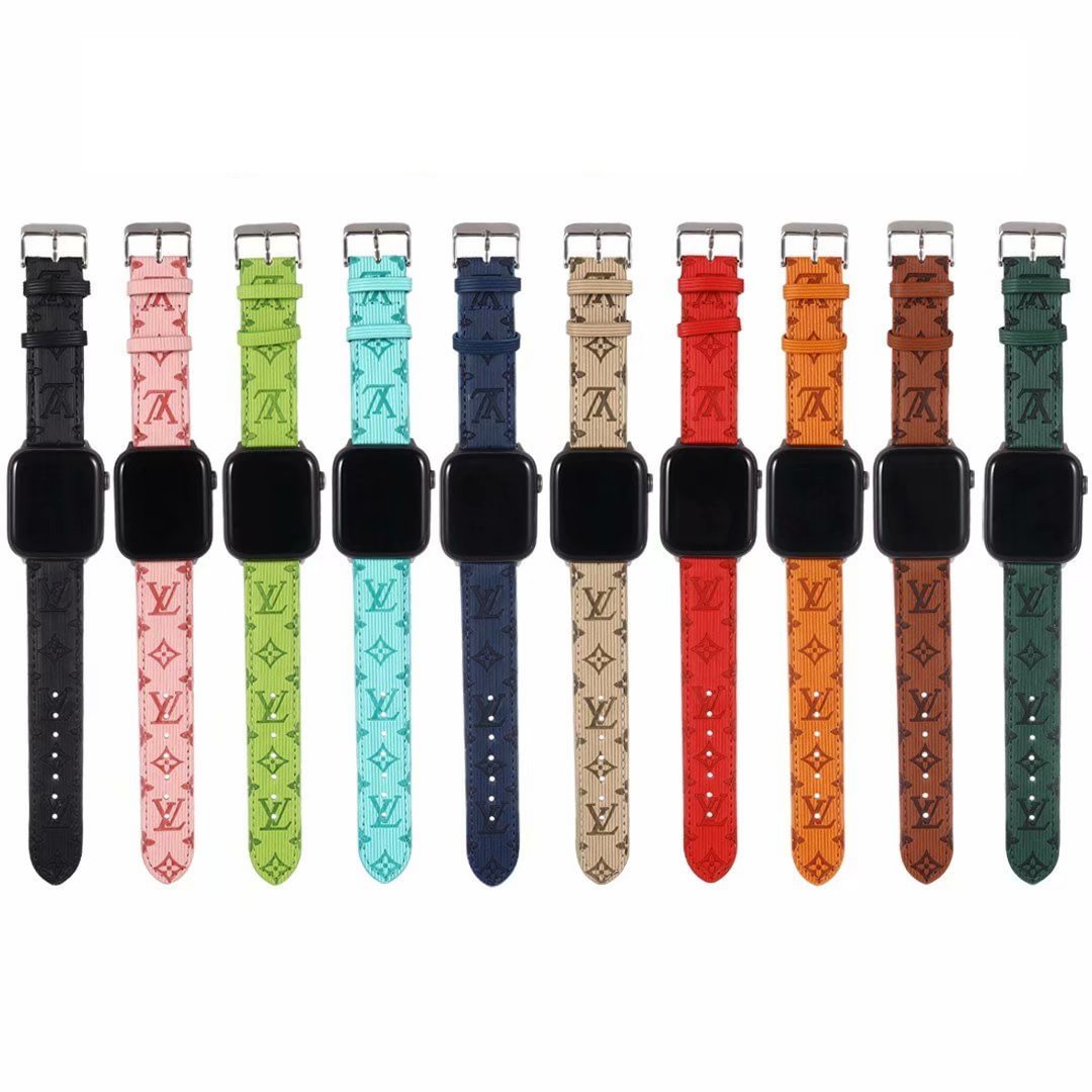 Colorful Trunk Grain Top Leather Apple Watch Band Strap--[GUCCLV]