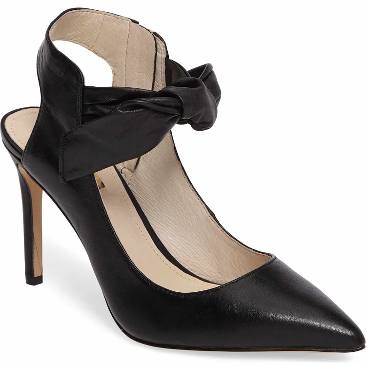 Black Bow Pointy Toe Custom Made Office Pumps Vdcoo