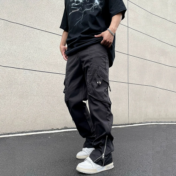 Sopula Street Hip Hop Zipper Decoration Cargo Pants