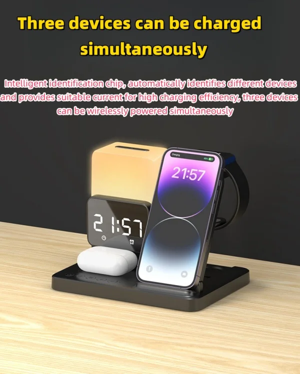 Desktop Folding Mobile Phone Holder Ambient Night Light Six-in-one Wireless Cord Charger