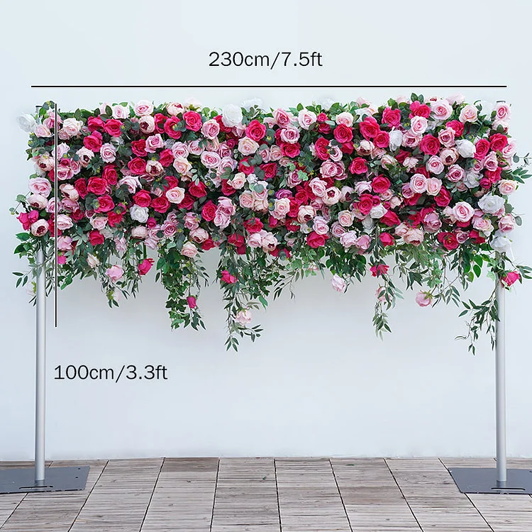 A8128 Pink Rose Willow Leaf Green Milan Turf Plants Cloth Flower Wall