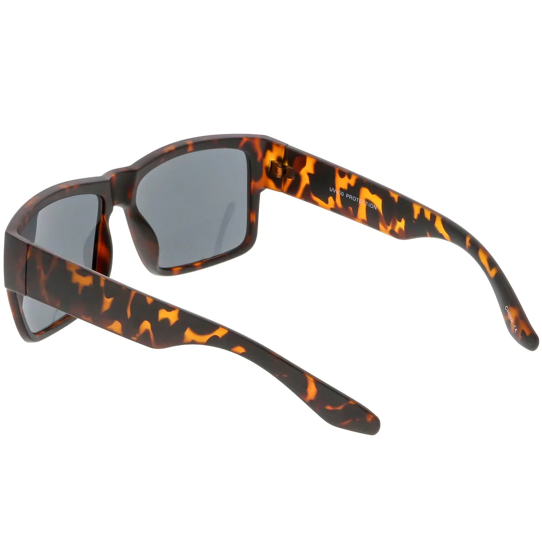 Men's Flat Top Horn Rimmed glasses With Thick Arms Square Lens 57mm