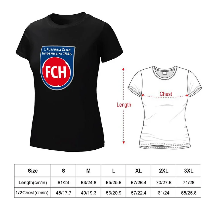 FC Heidenheim Damen Kurzarm Rundhals T-Shirt Casual Sommer Tops
