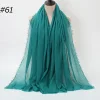 Pleated Linen Cotton Scarf Woolen Edge Women Hijab Shawl