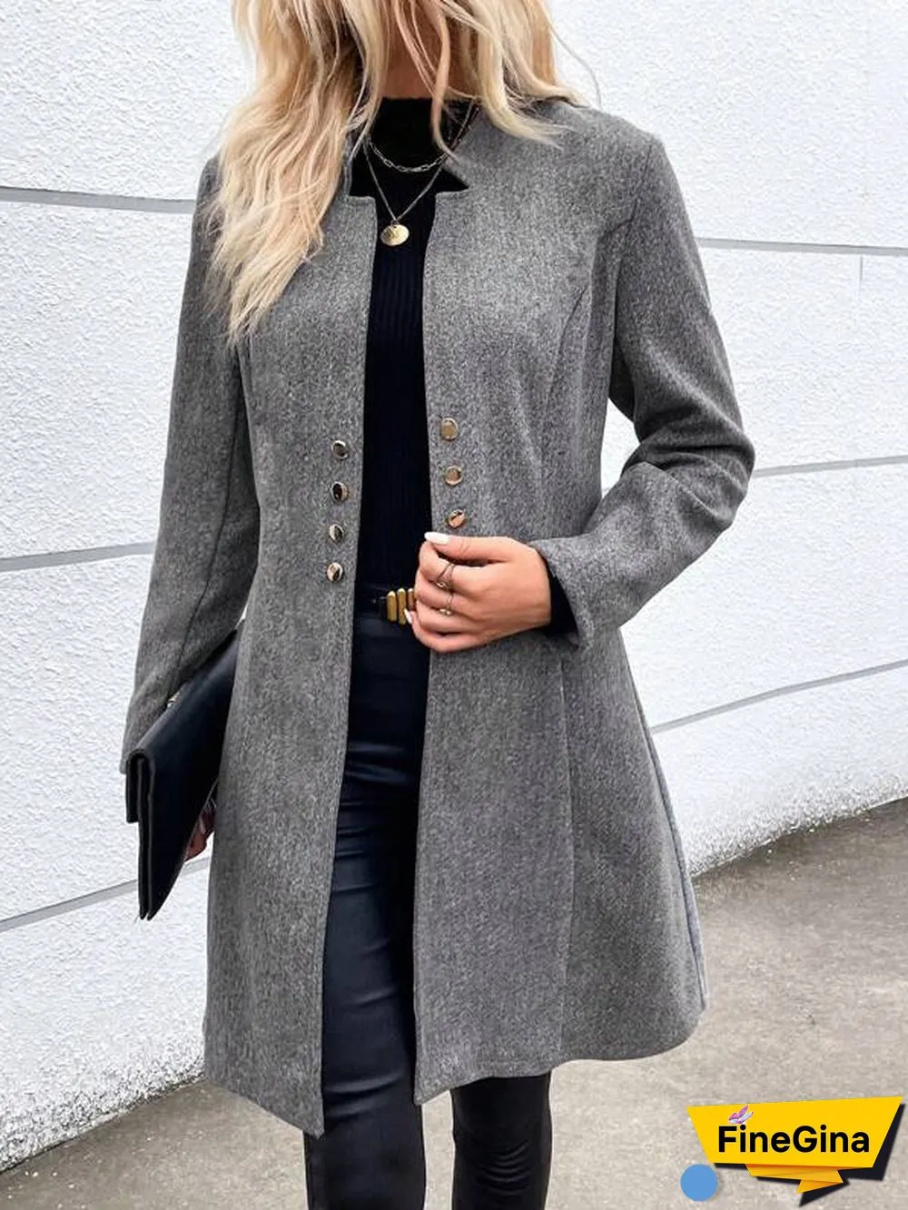 Grey Plain Long Sleeve Jacket