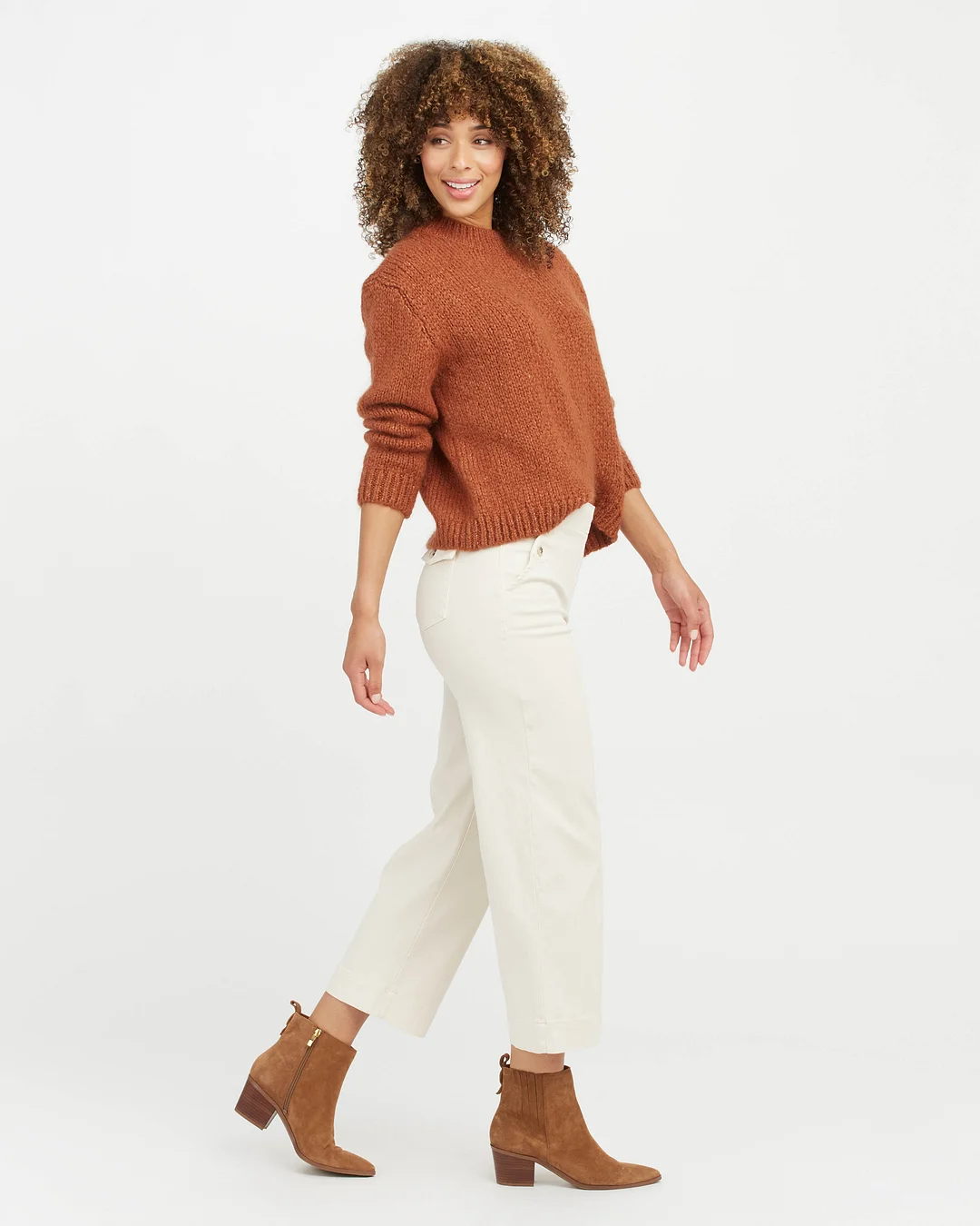 Stretch Twill Cropped Wide Leg Pant