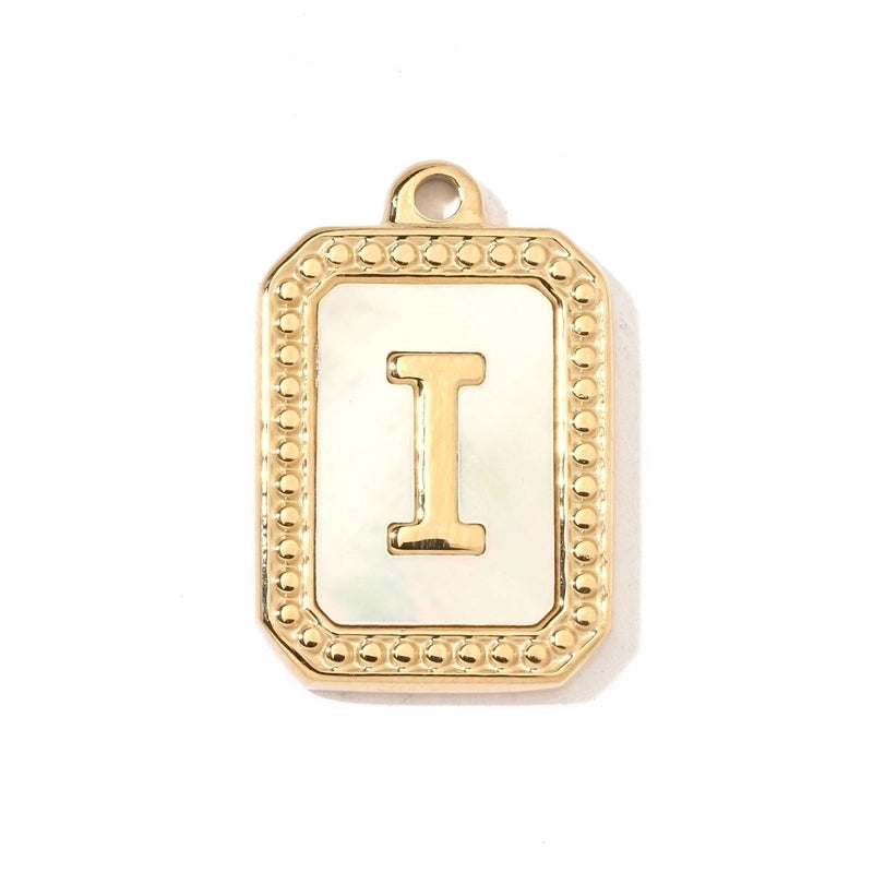 A Pack Of 3 201 Stainless Steel Shell 18K Gold Plated Letter Polished Pendant