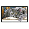 Black Cat - 2 strands 14CT Stamped Cross Stitch  28*16cm(Brand)