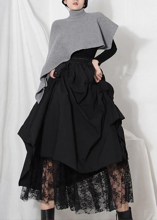 Boutique Black Patchwork Asymmetrical Cozy Skirts