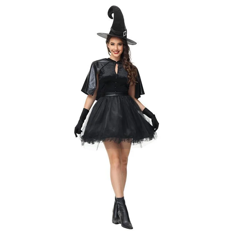 Black Women Halloween Witch Costume Magician Masquerade Stage performance Costume Novameme