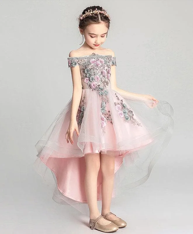 Pink Tulle Lace Flower Girl Dress, Cute Girls Dress