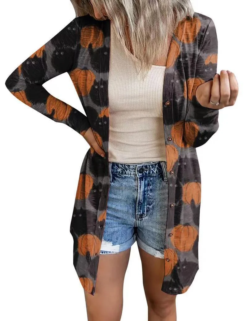 Pumpkin Face Halloween Cardigan