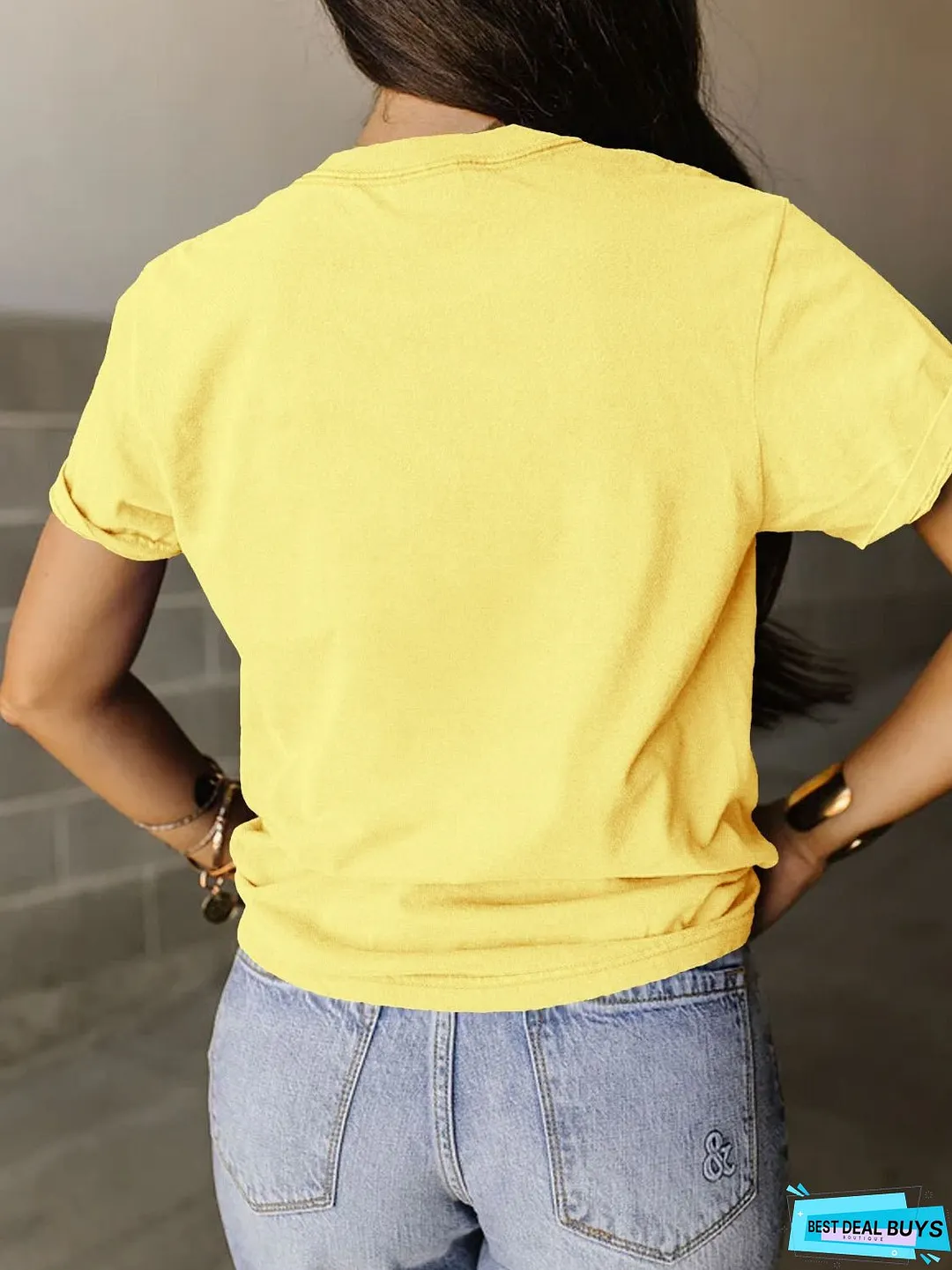 Full Size Letter Graphic Round Neck Short Sleeve T-Shirt