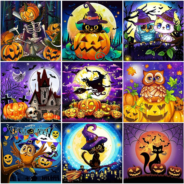 3pcs 5D Halloween Diamond Painting,Adults Diamond Art,Jack and Sally Diamond Painting Kits,Nightmare Before Christmas Diamond Painting Round Full