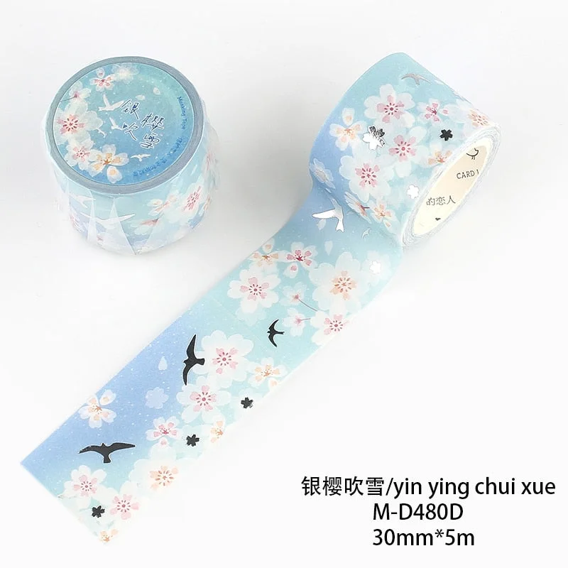 JIANWU 30mm*5m Japanese Sakura Kawaii Washi Tape High Quality Bronzing Tape Sticker Decoration Material Paper Supplies