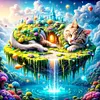 Luxury AB Velvet Diamond Painting Kit - Landscape Cat