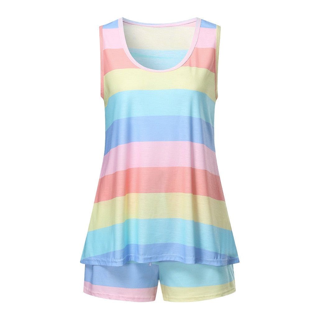 Sleepwear Suits Women Sexy Pyjama Short Sleeve Pajamas Set 2020 Woman Plus Size Pijamas Comfortable Girl Tank Top Pyjamas Set