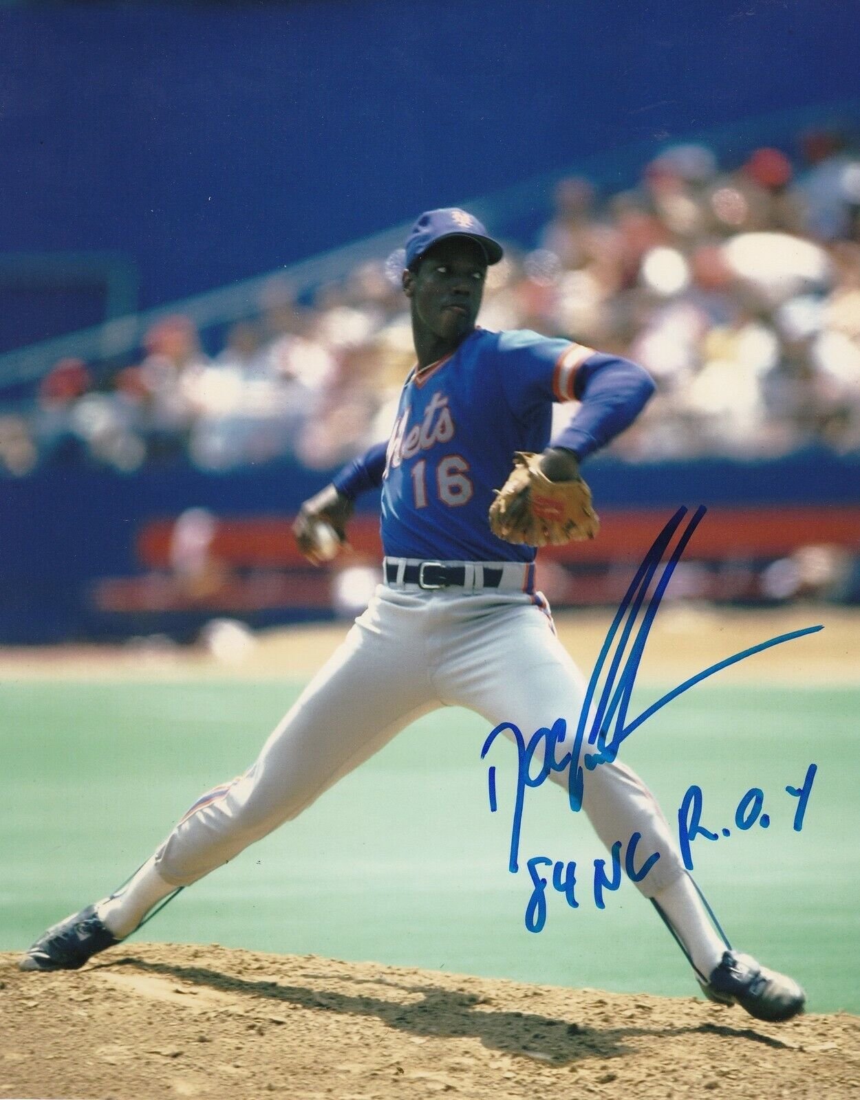 DOC GOODEN NEW YORK METS 84 NL ROY ACTION SIGNED 8x10