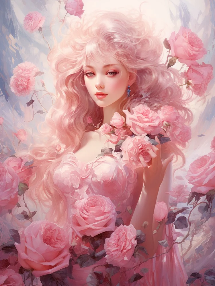 Pink Flower Fairy 40*50CM (Canvas)Full Round/AB Round Drill Diamond Painting gbfke